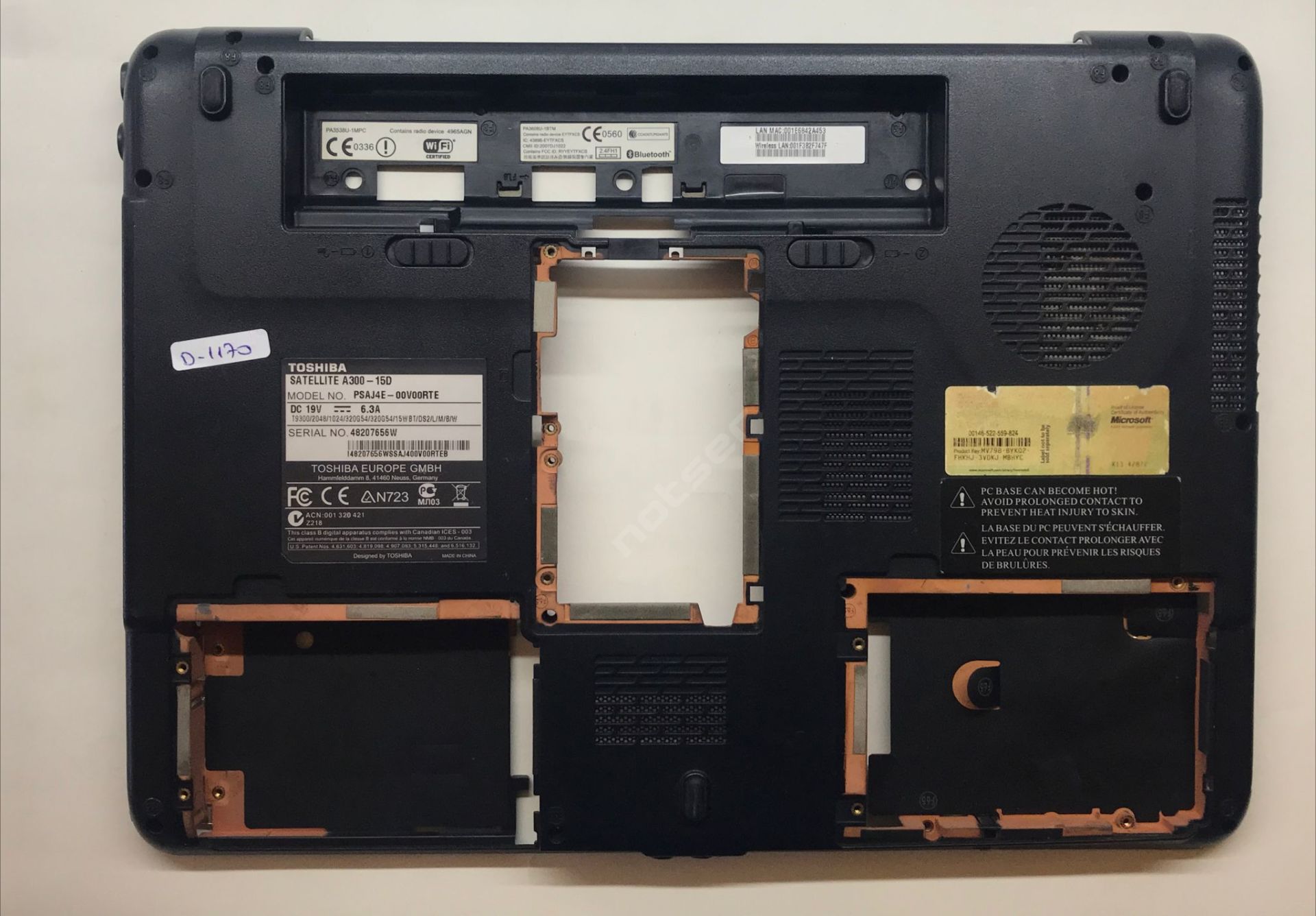 Toshiba Satellite A300 A305 A300D A305D TSA35BL5BA Alt Kasa