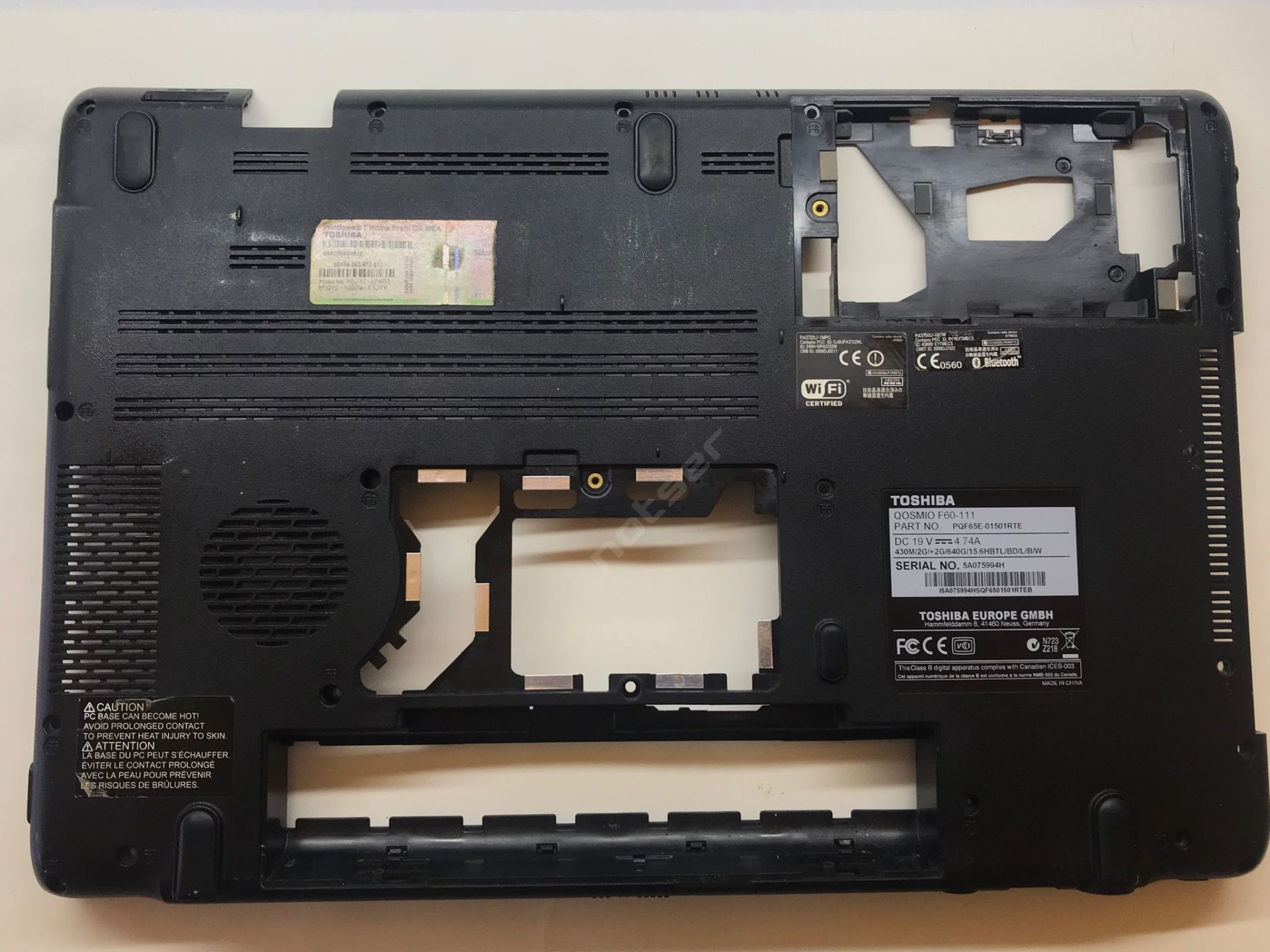 Toshiba Qosmio F60 Alt Kasa