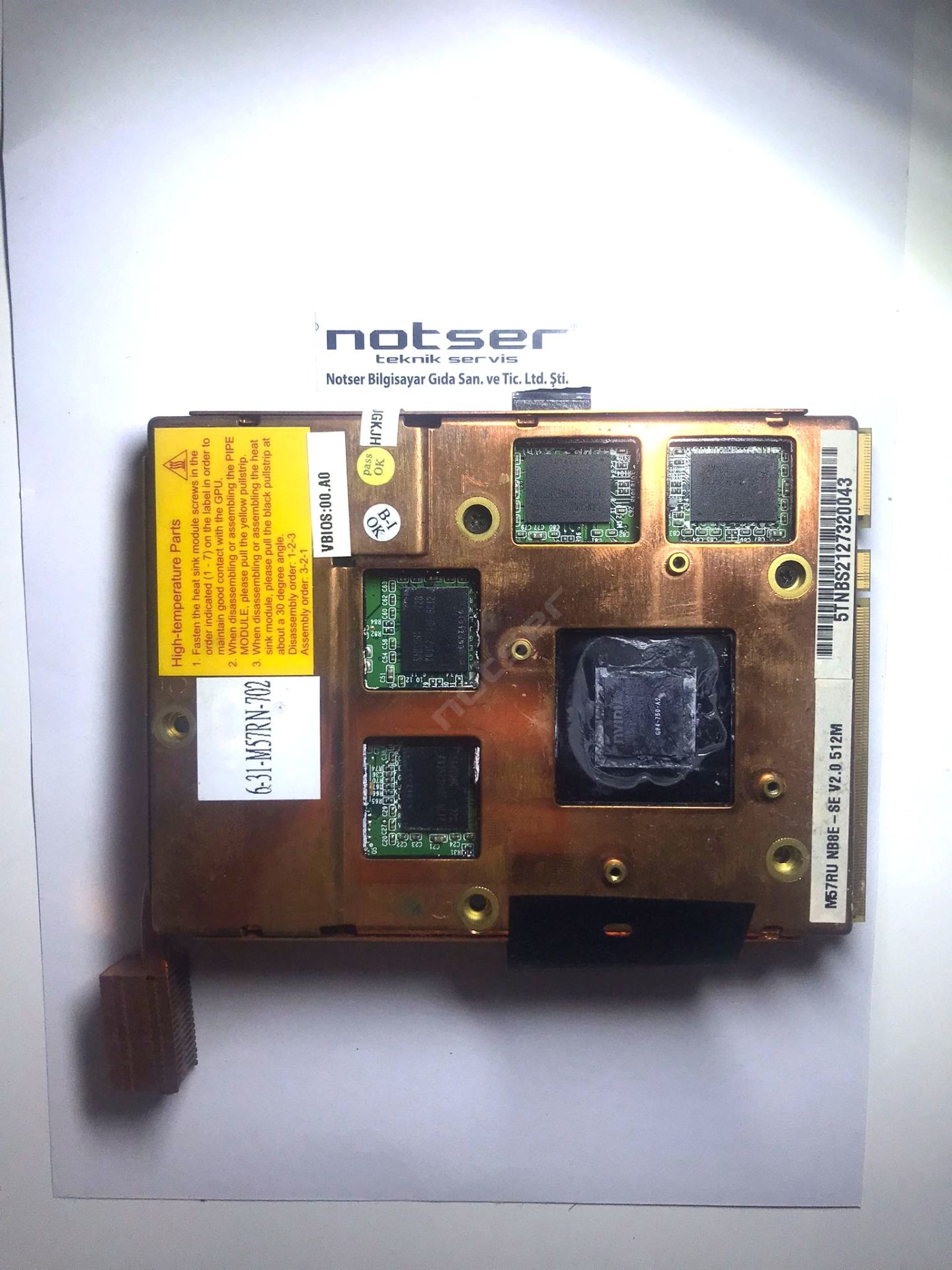 Crea Casper Exper Monster Clevo M57R0 m57ru nb8e-se V2.0 512M  Ekran Kartı