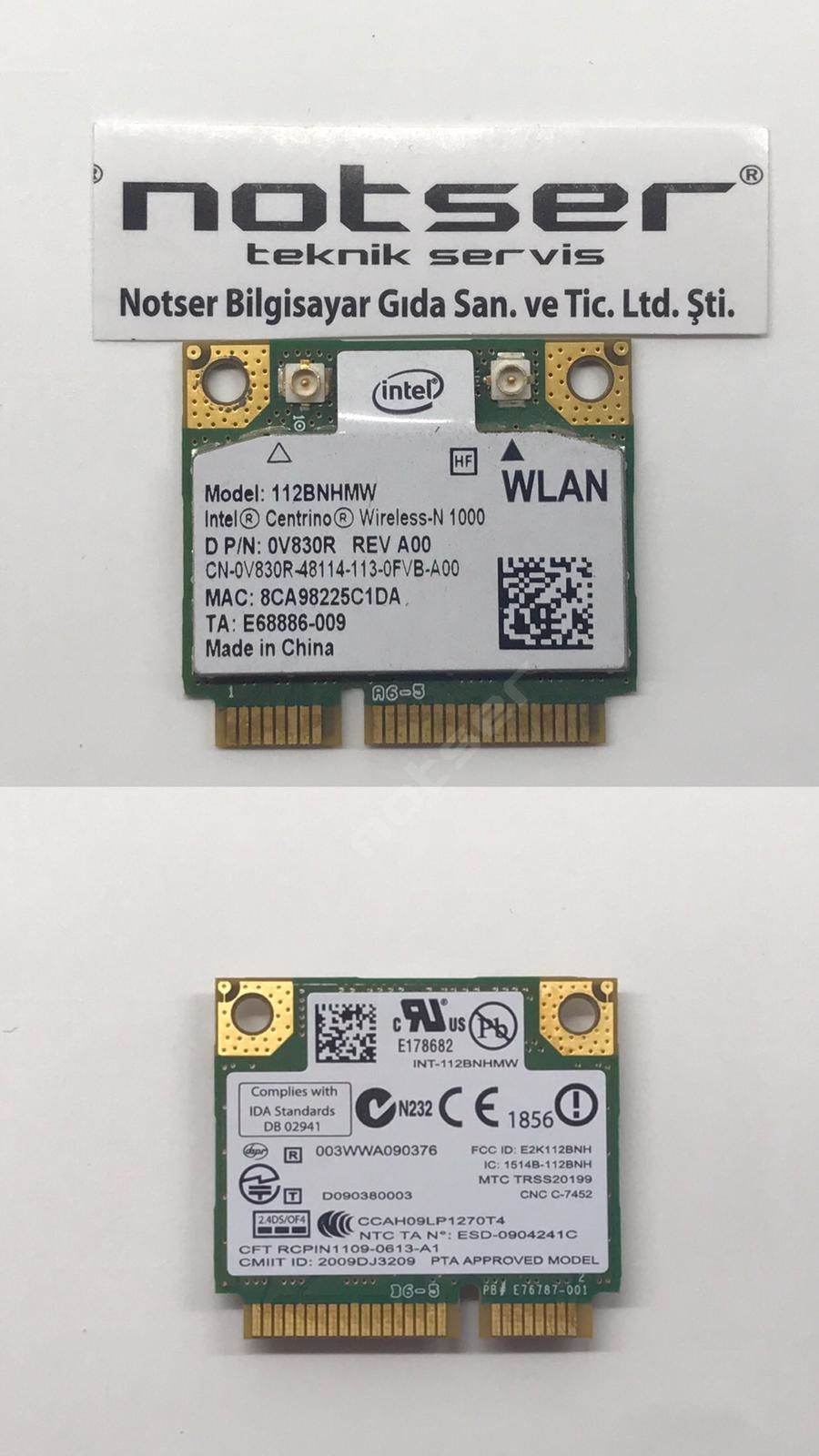 İntel 112BNHMW Kısa Tıp Mini PCI wifi kart