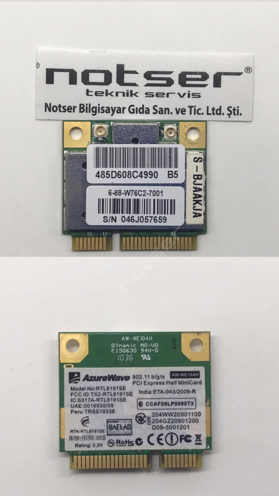 AzureWave AW-NE104H RTL8191SE Kısa Tıp Mini PCI wifi kart