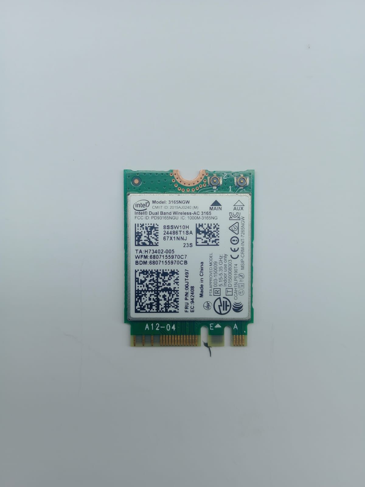 İntel 3165NGW Çift Antenli wifi kart