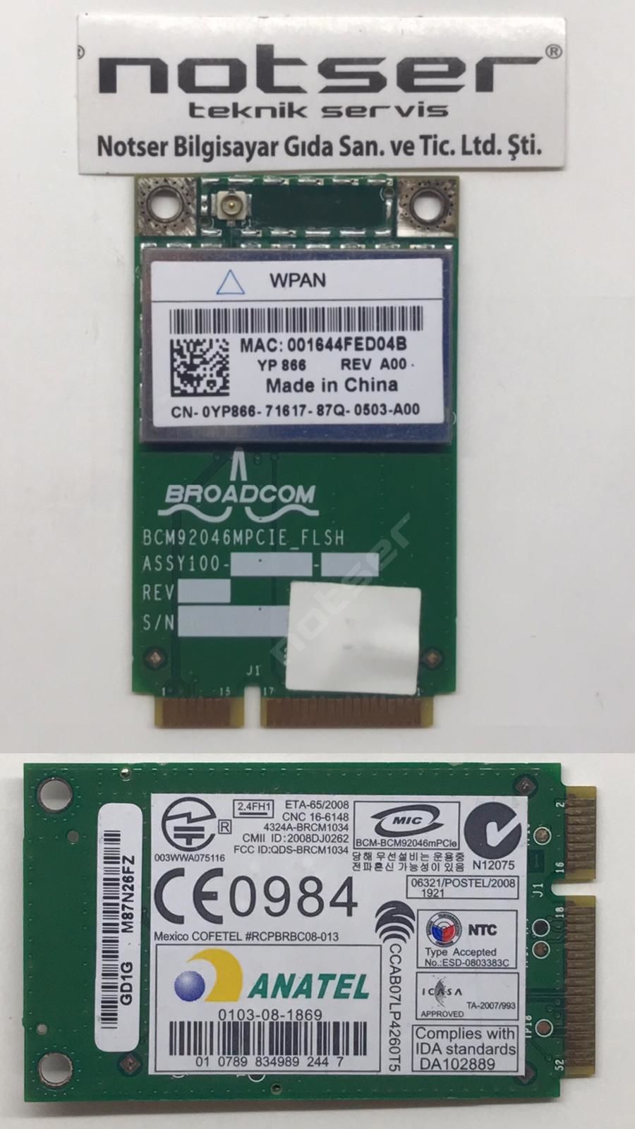 Broadcom Anatel BCM92046 Eski Tip PCI wifi kart