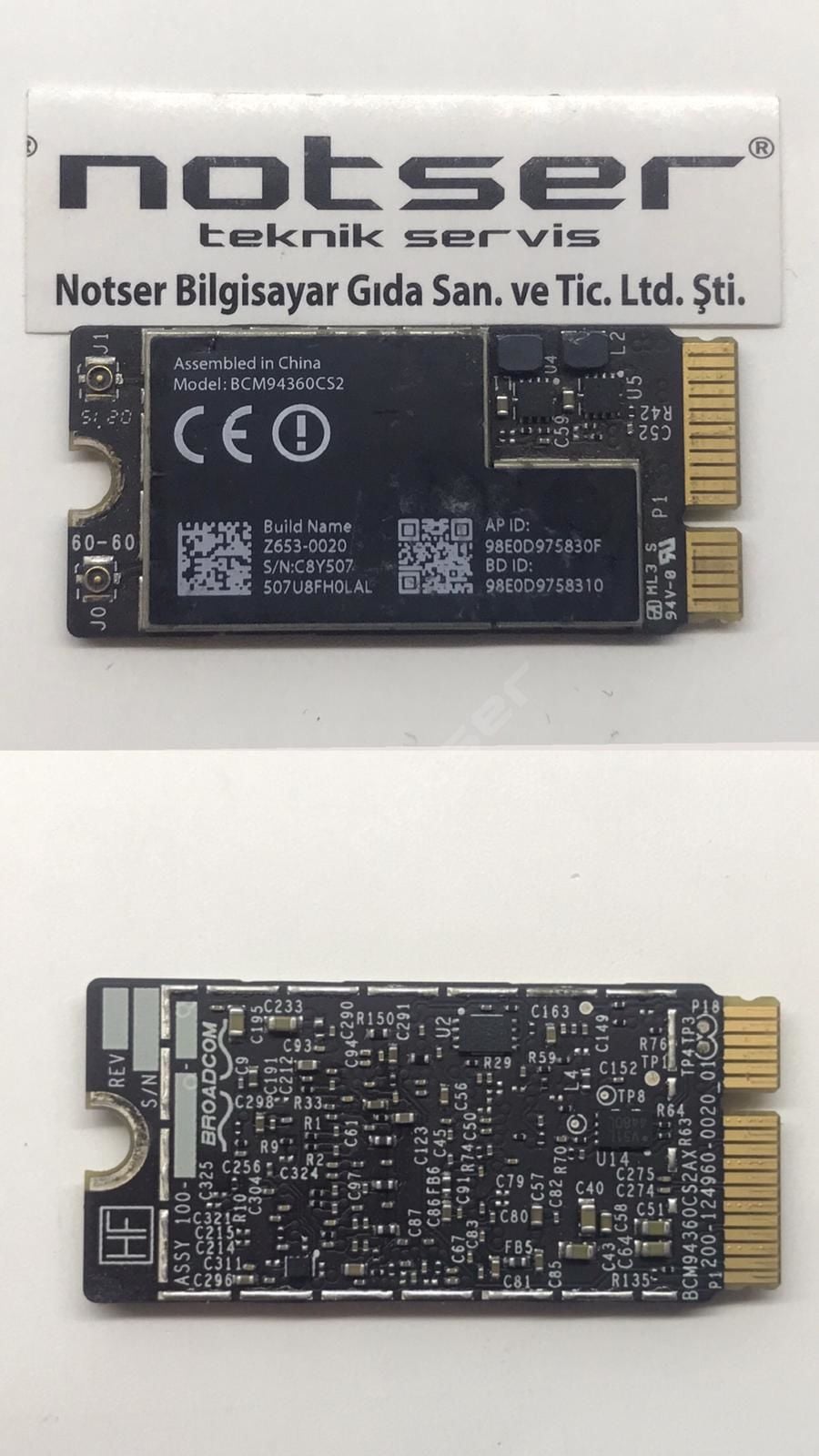 Apple Macbook BCM94360CS2 Mini PCIe Çift Antenli wifi kart