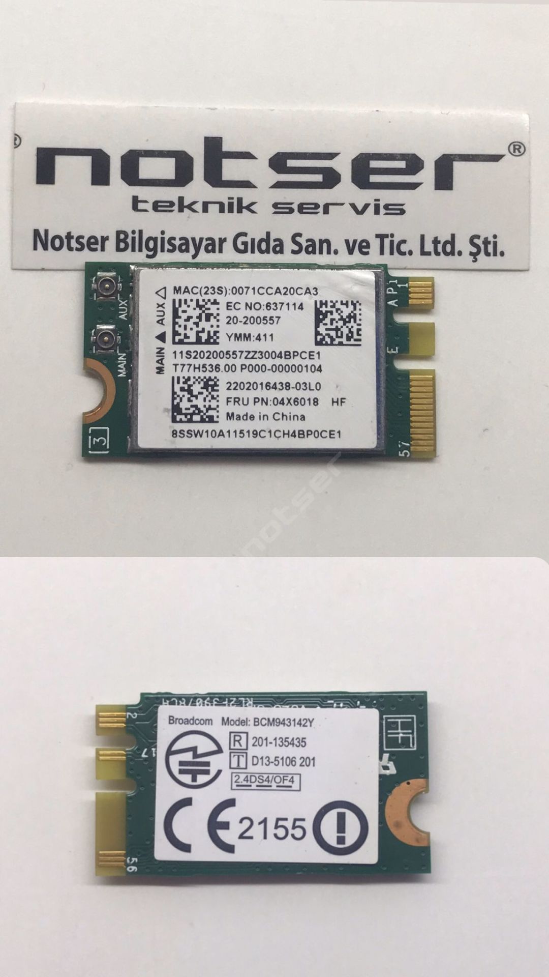 Broadcom BCM943142Y Mini PCIe Çift Antenli wifi kart