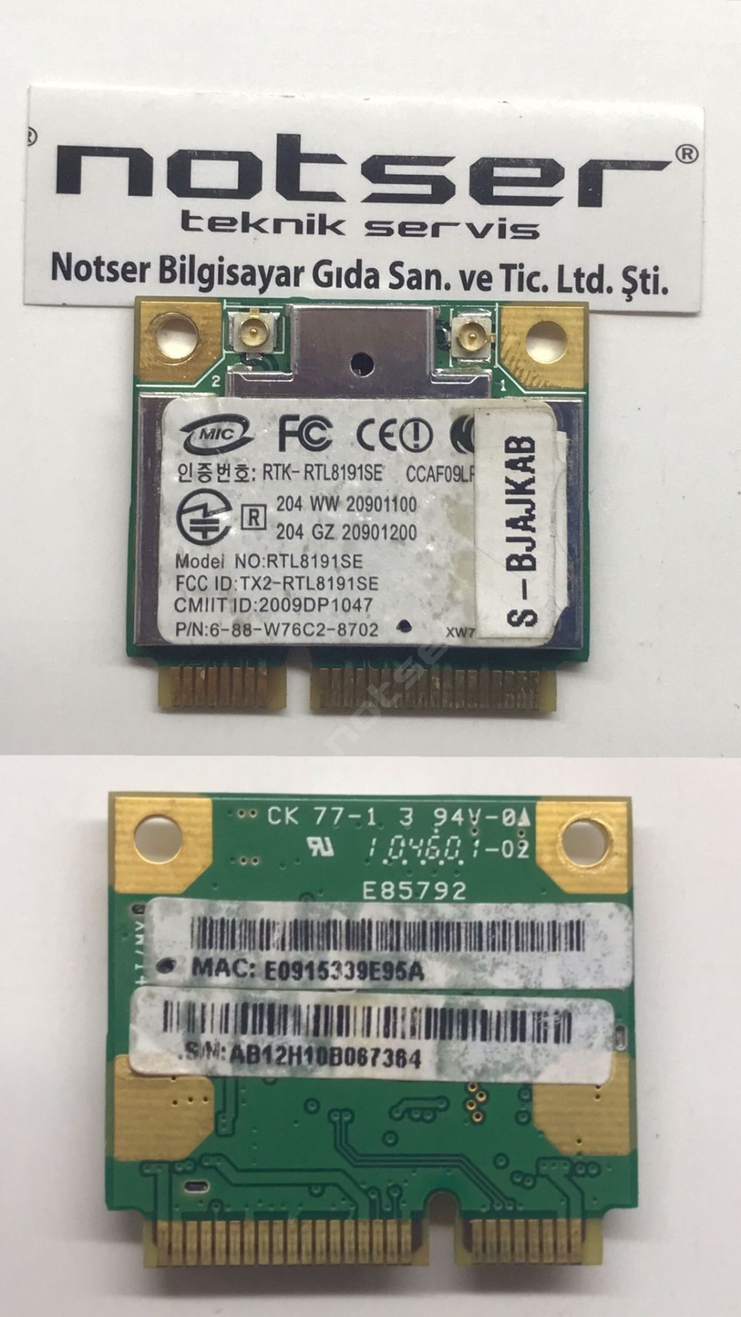 Realtek RTL8191SE Kısa Tıp Mini PCI wifi kart