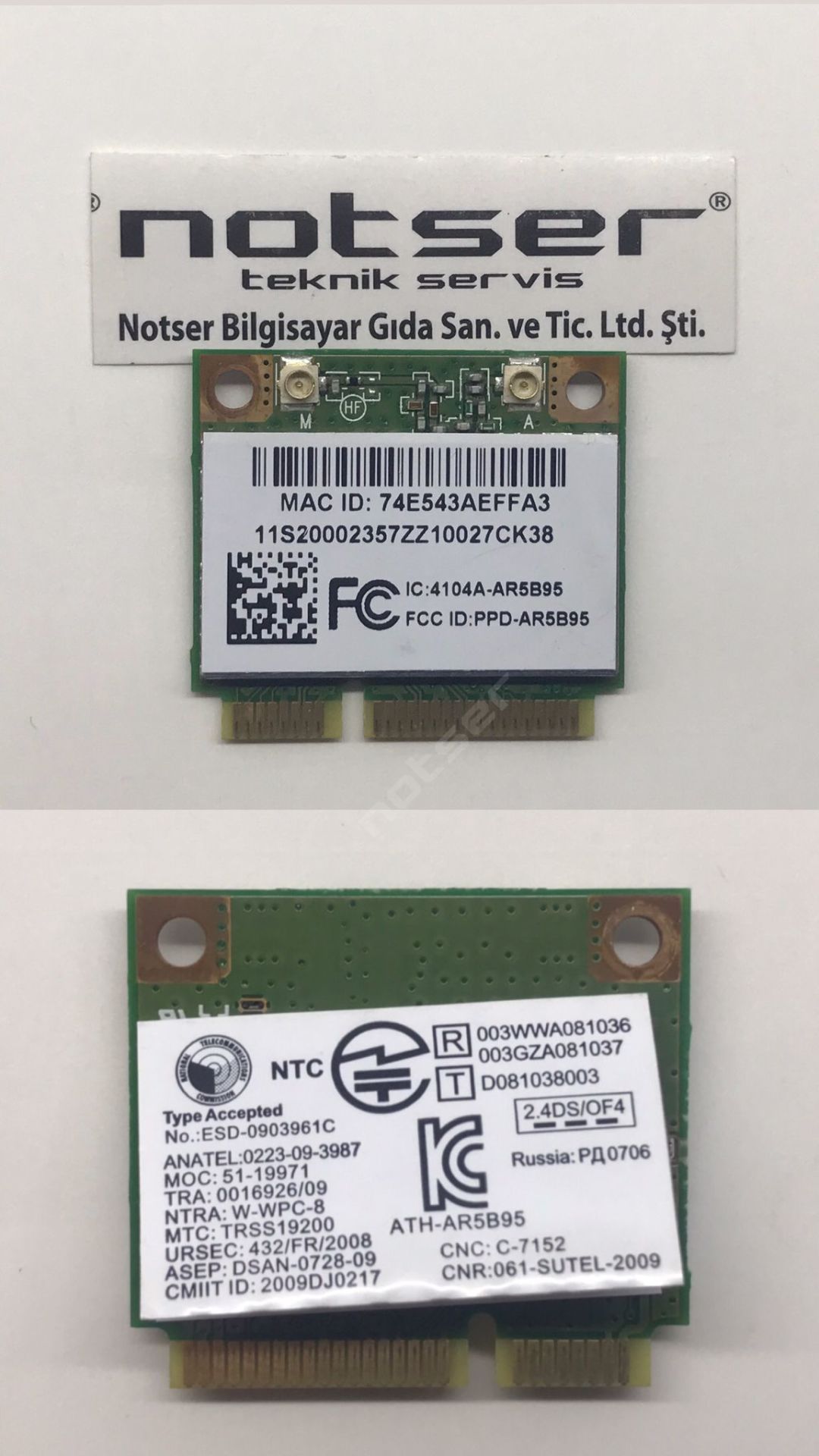 Anatel AR5B95 Kısa Tıp Mini PCI wifi kart
