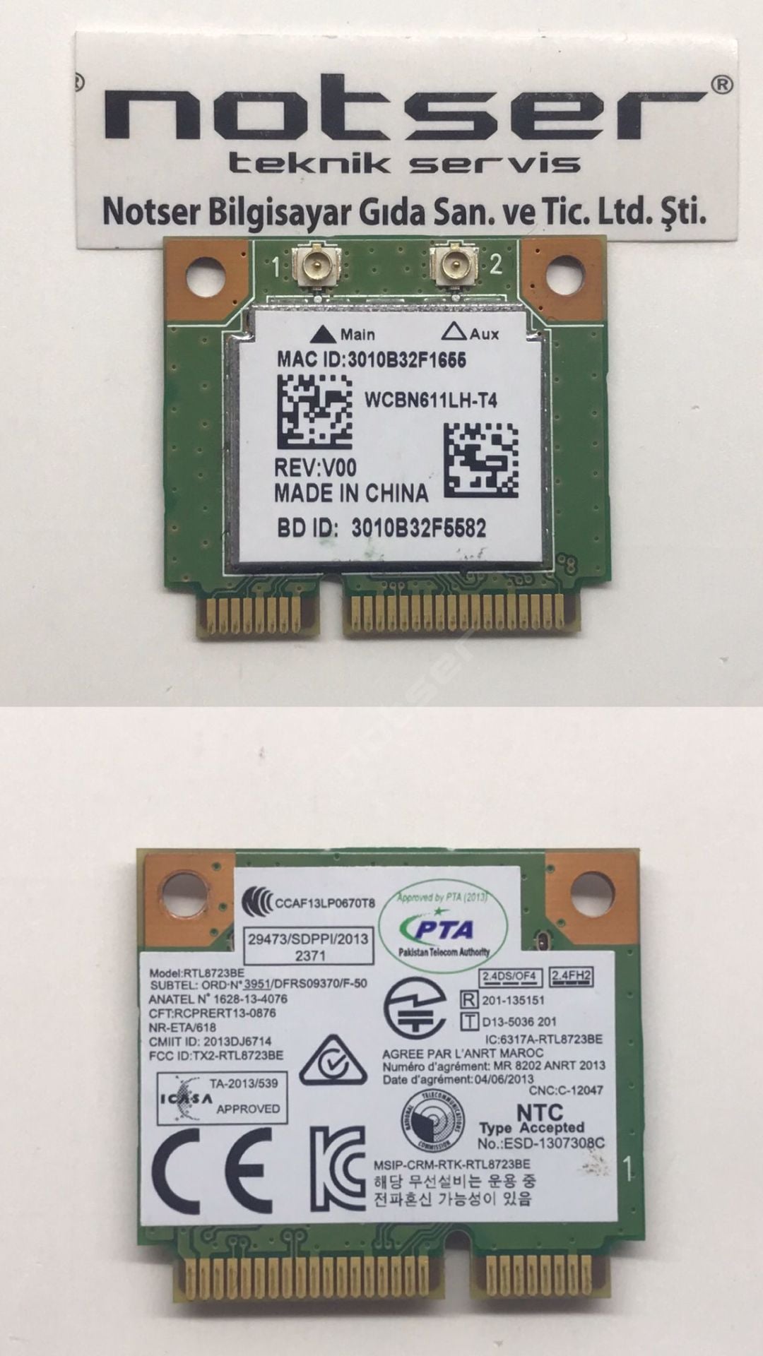 Anatel RTL8723BE Kısa Tıp Mini PCI wifi kart