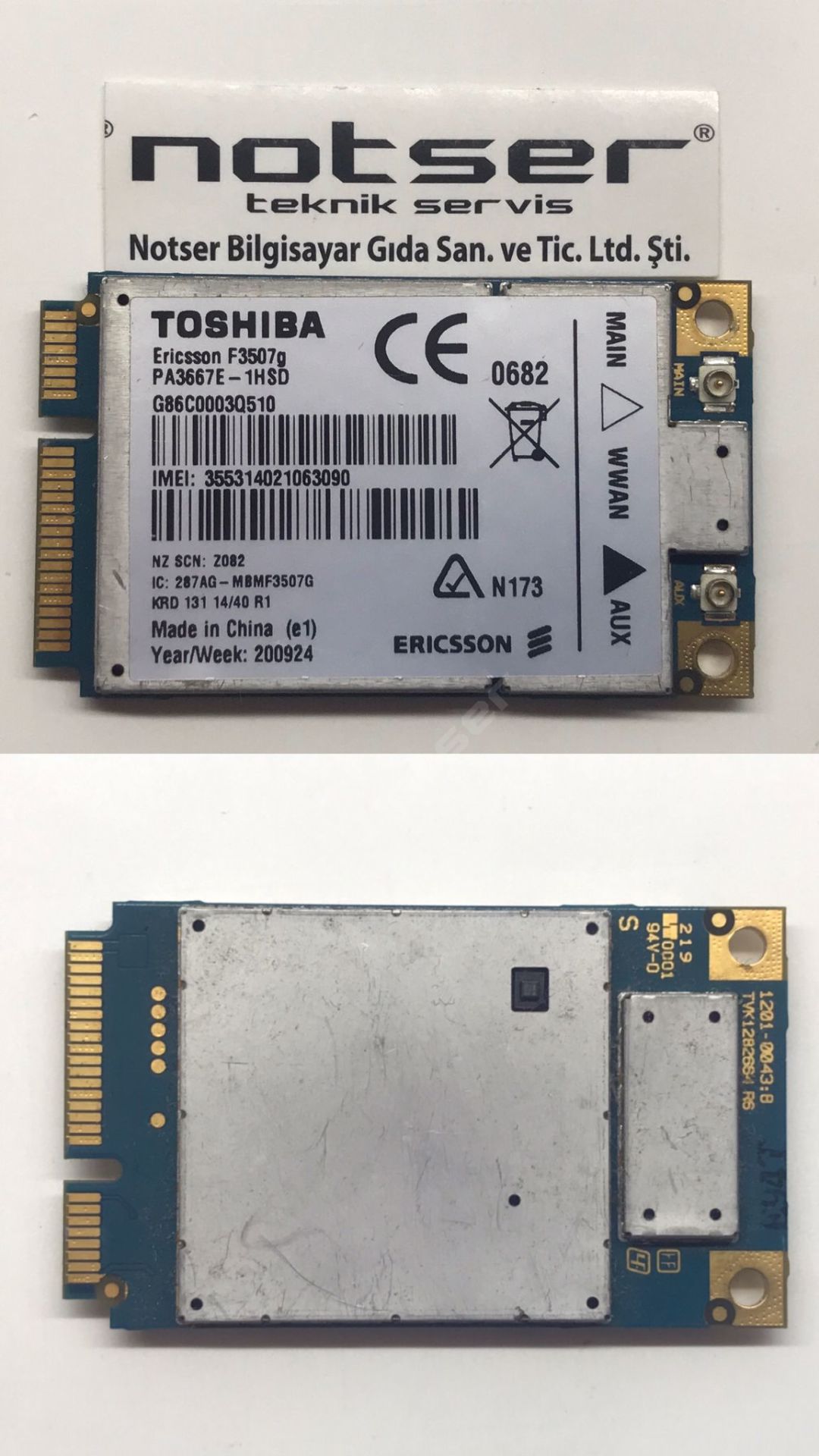 Toshıba Ericsson F3507G Eski Tip PCI wifi kart
